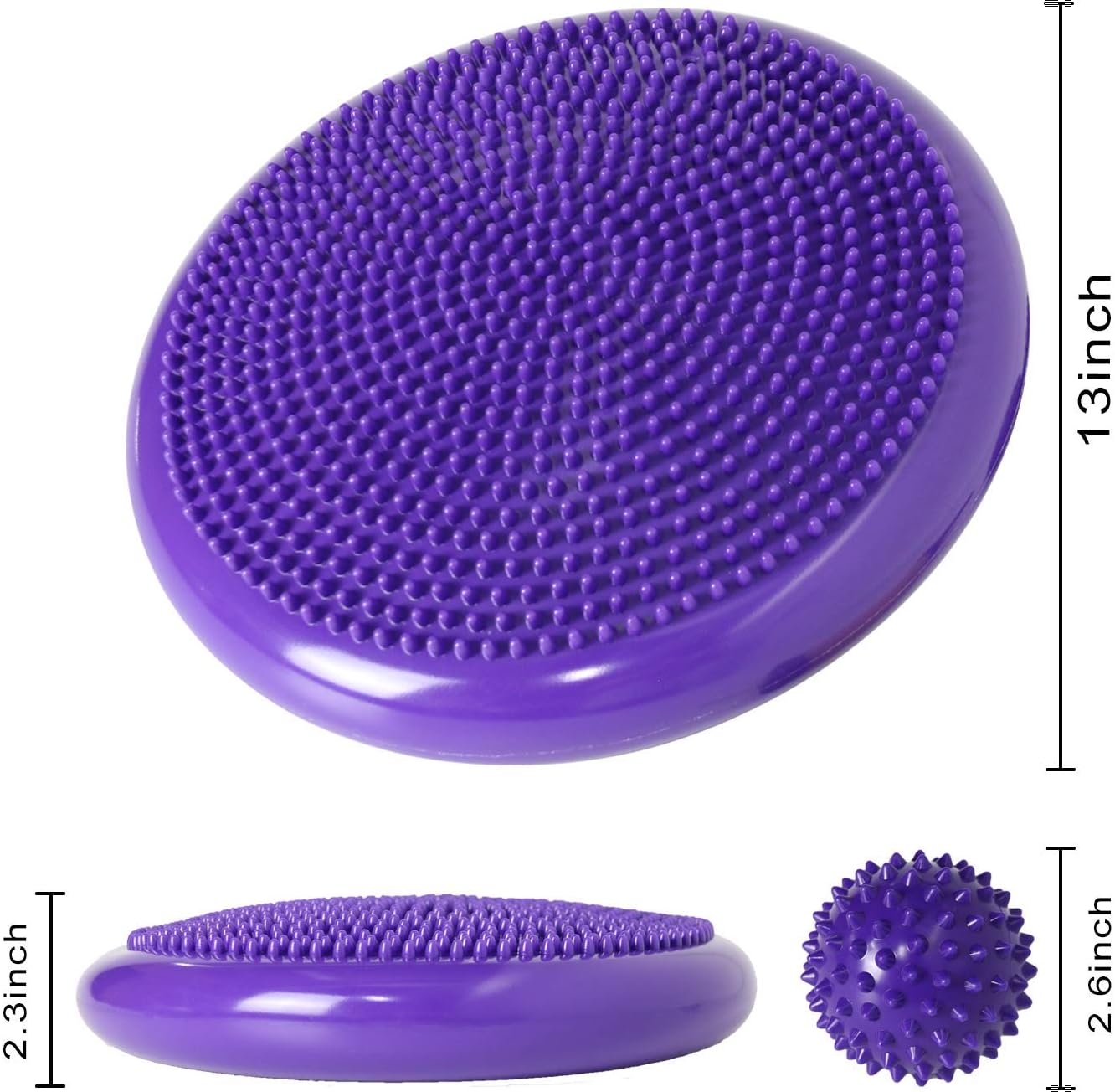 Wobble Cushion, Balance Disc, Wiggle Seat, Balance Pads for Physical Therapy, Stability Disc, Wobble Board for Dogs, Office, Sensory Kids, Classroom with Spiky Massage Ball