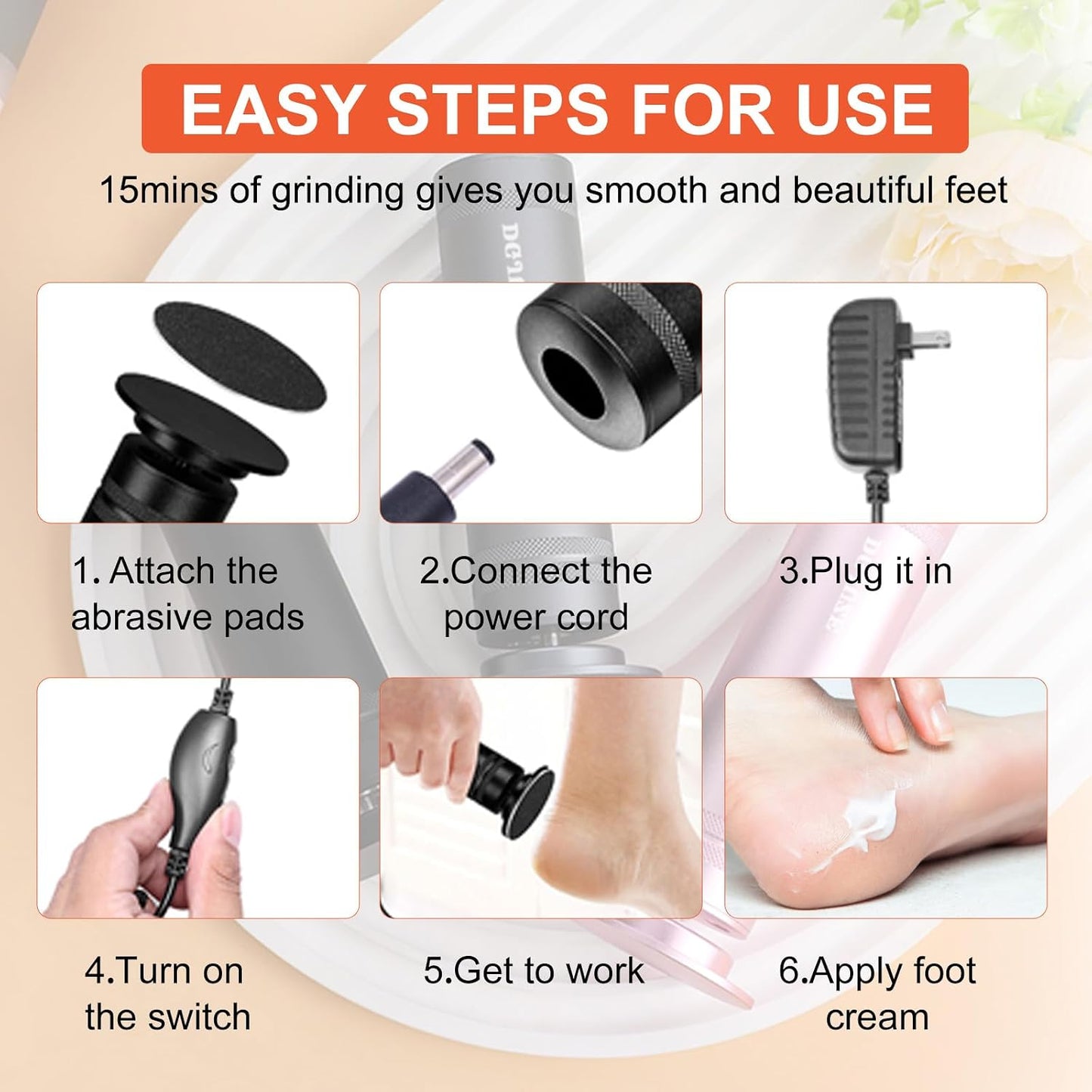 Electric Foot Callus Remover 36W, 1200RPM Heavy Duty Metal Grinder