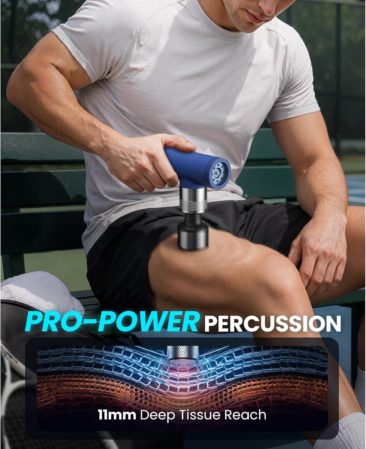 BOB AND BRAD A7 Massage Gun, 11mm Deep Tissue Percussion, Metal Head