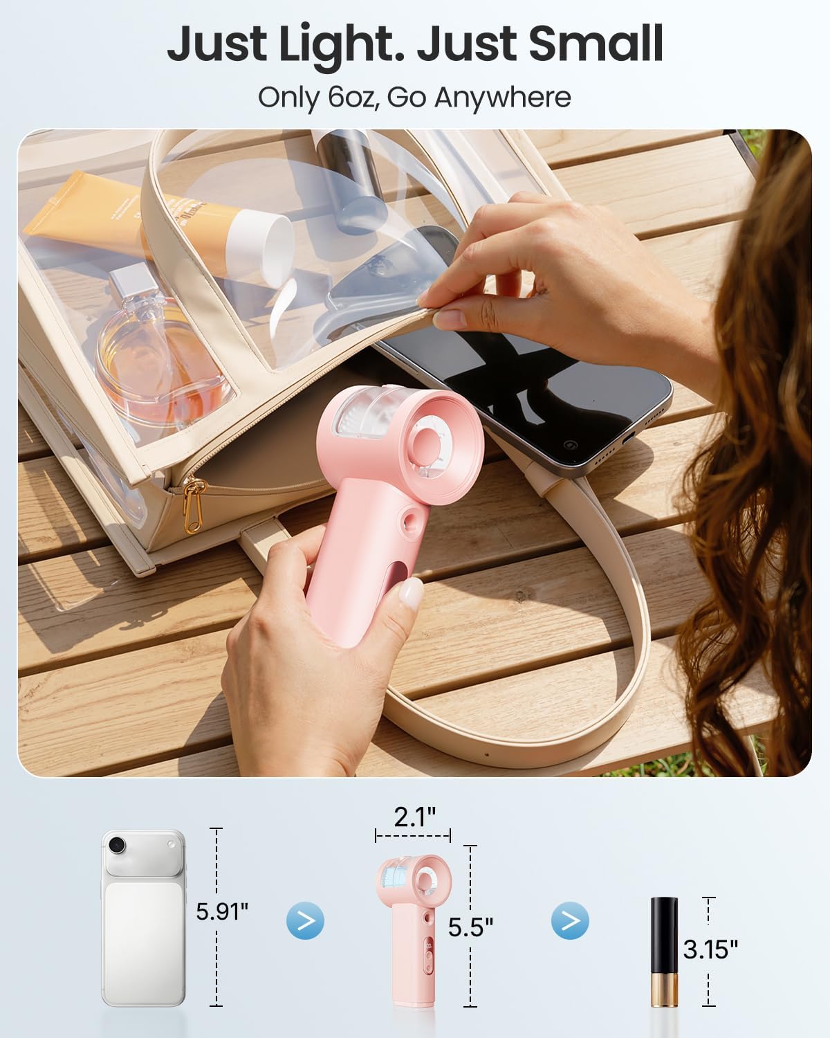 SWEETFULL Handheld Misting Fan Portable - 5000mAh Rechargeable Battery, Powerful Turbo Personal Mister Fans, 5 Speed, Mini Water Spray Mist Hand Fan for Travel, Outdoors, Beach Vacation (Black)