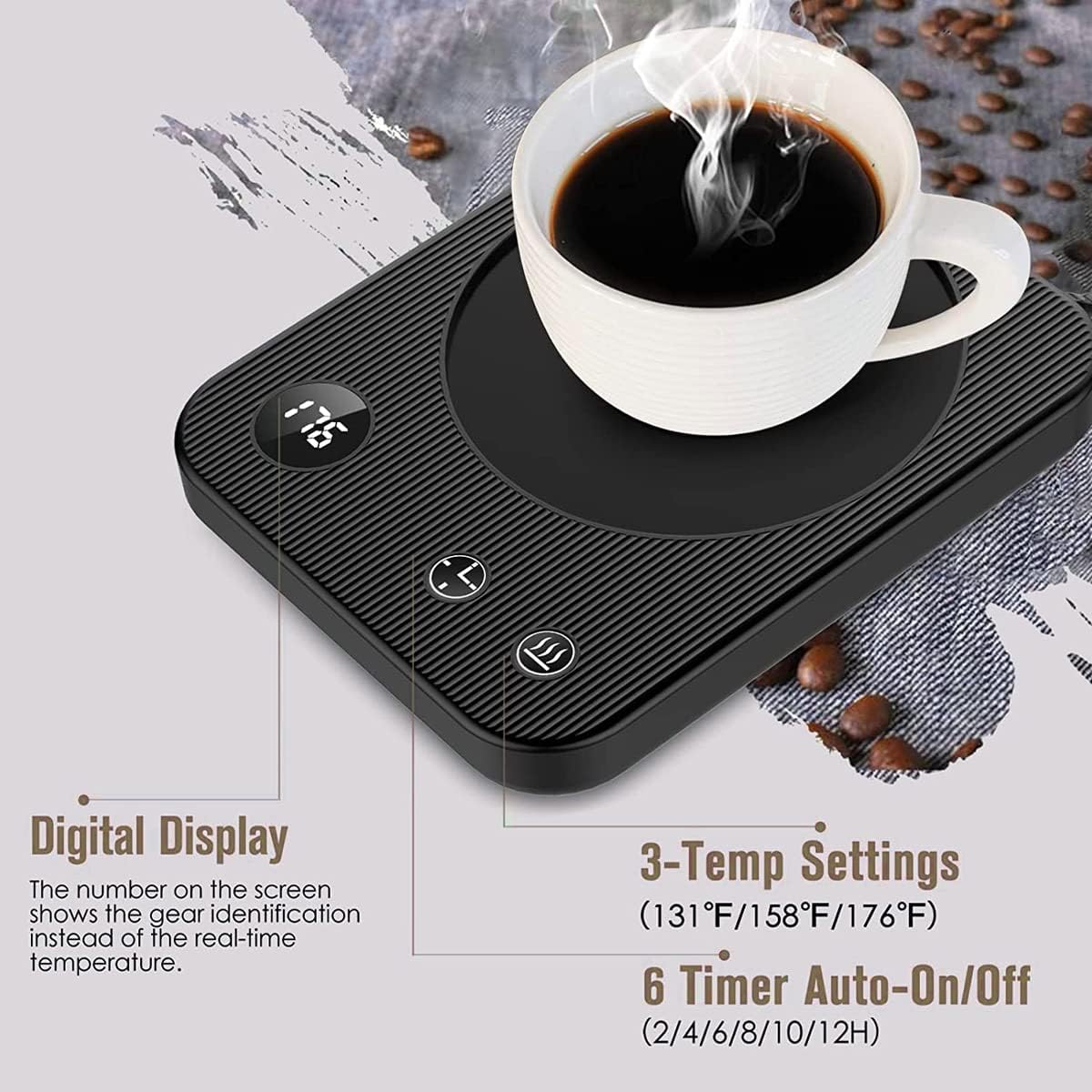 Coffee Mug Warmer, Smart Candle Warmer, Electric Cup Warmer with Aluminum Metal Panel for Office, Desk Accessories, Electric Beverage Warmer for Cocoa, Milk, Coffee Gifts for Dad
