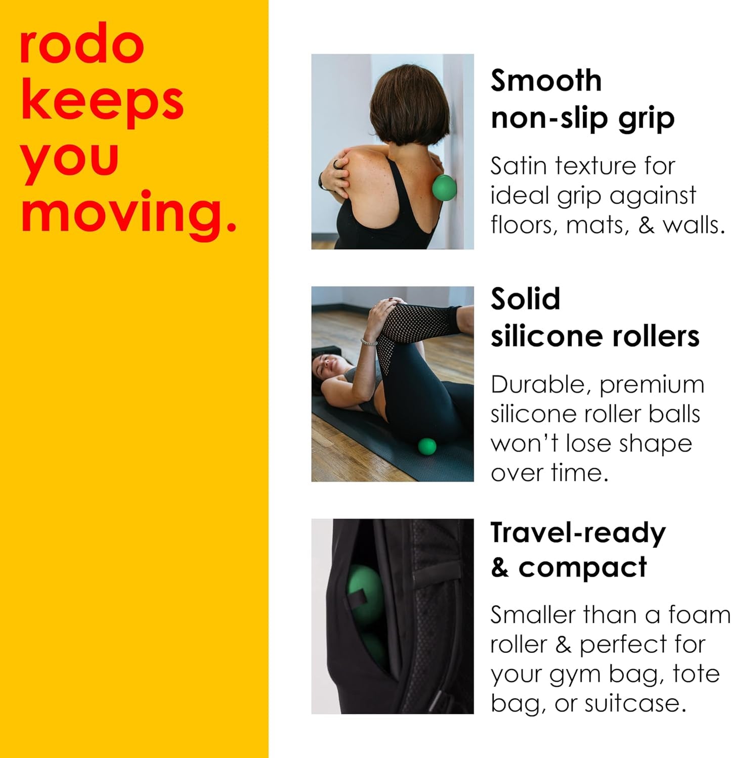 Rodo 2-in-1 Soft Peanut & Lacrosse Ball Roller | Deep Tissue Massage Tool for Fascia, Plantar Fasciitis, Hips & Back | Mobility & Recovery Roller | Compact, Travel-Friendly, Pilates & Therapy Ready