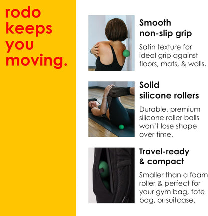 Rodo 2-in-1 Soft Peanut & Lacrosse Ball Roller | Deep Tissue Massage Tool for Fascia, Plantar Fasciitis, Hips & Back | Mobility & Recovery Roller | Compact, Travel-Friendly, Pilates & Therapy Ready