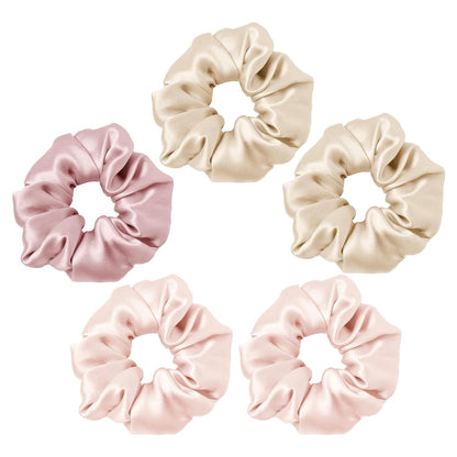 LILYSILK Silk Hair Scrunchies / Ties for Frizz & Breakage Prevention, 100% Mulberry, No Damage, Elastic ponytail Holders, 1Pc, Coffee - Colors A