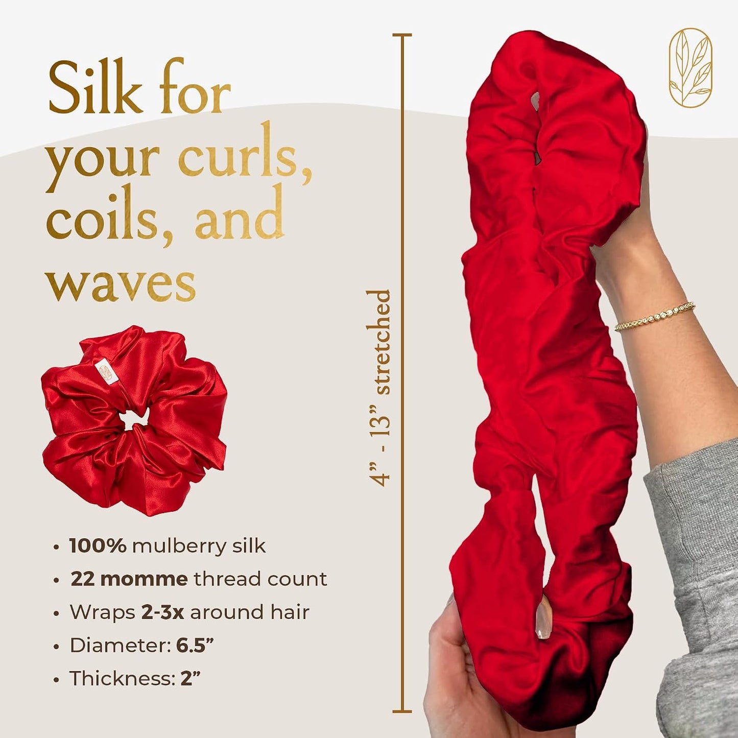 Silk Scrunchies for Women Ponytail Holders – Oversized Mulberry Silk Scrunchies – Extra Large No Damage Hair Ties for Curly, Thick, and Thin - Hair Accessories for Women – Black, XL By Curlfriend