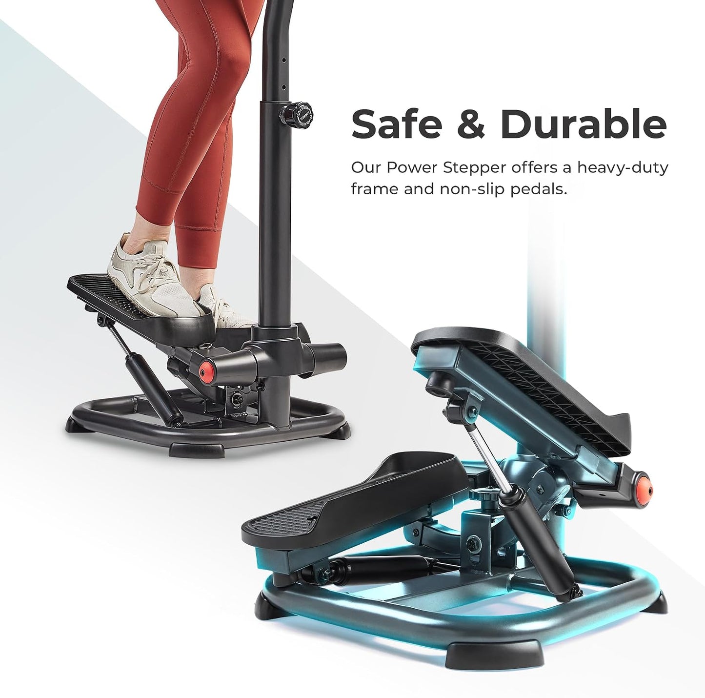 Sunny Health & Fitness 2-in-1 Power Stepper, 400 lb Weight Capacity, Resistance Bands, Height-Adjustable, Low-Impact Cardio, Bluetooth + SunnyFit App, SF-S021054