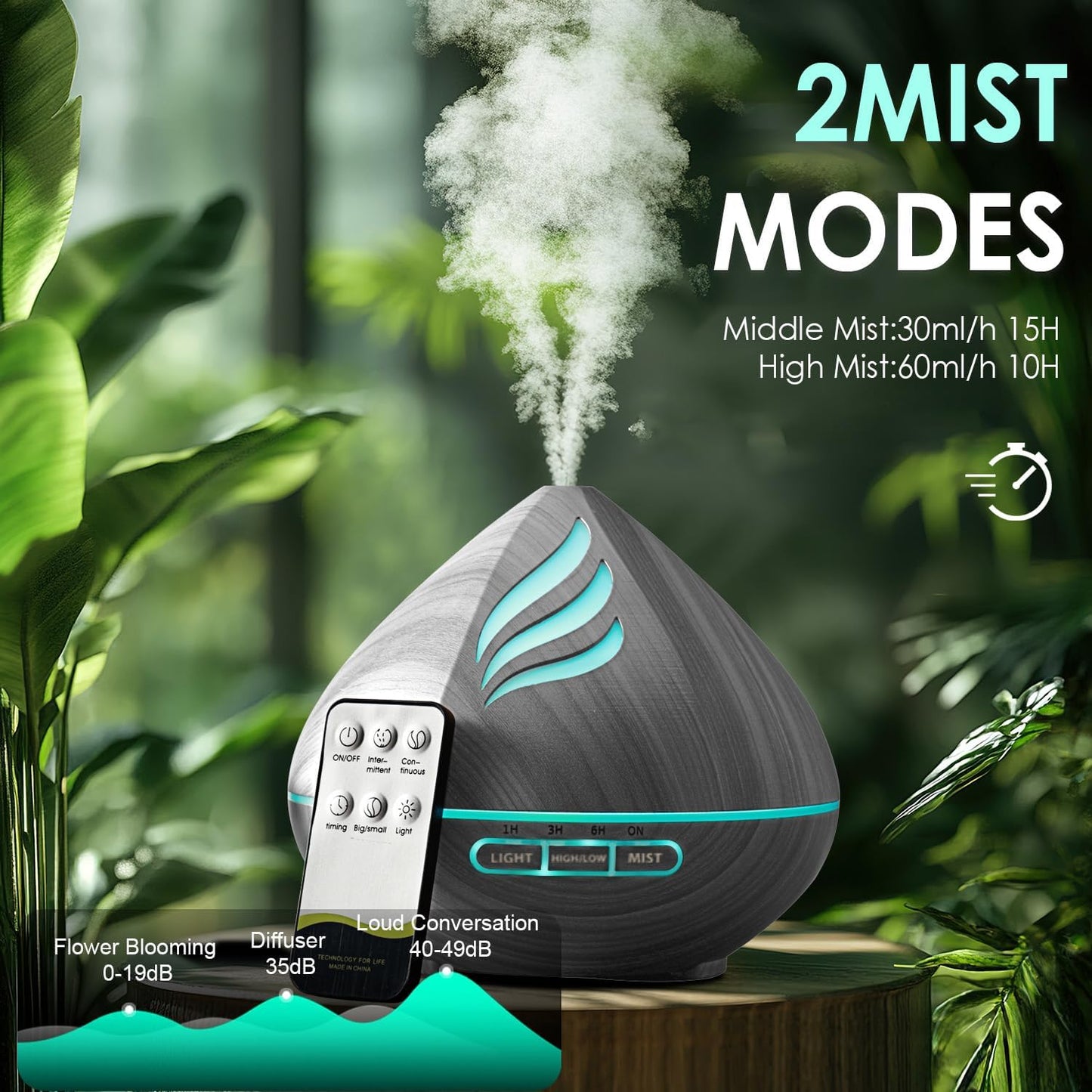 𝟔𝟖%𝐨𝐟𝐟 Essential Oil Scent Diffuser: 500ML Aroma Diffuser for Home Bedroom - 14 Colors LED, Remote Control, Ultra-Quiet Cool Mist Scent Diffuser with Timer for Family - Camel