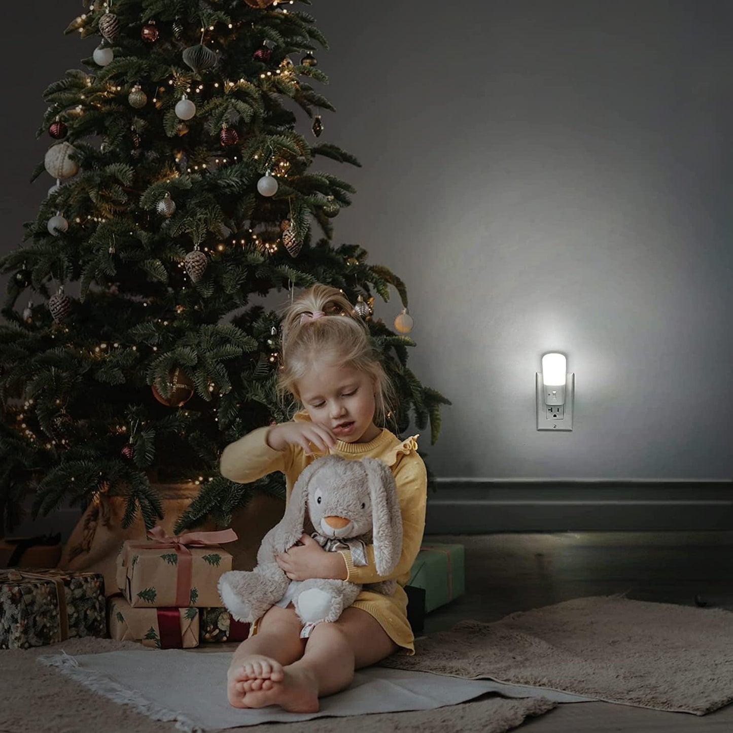 LOHAS-LED Amber Night Light, Dimmable Plug in Night Light with Light Sensor, Yellow Kids Nightlights, 5-80LM Sleep Light for Nursery, Bedroom, Bathroom, Hallway, Stairway, 2Pack
