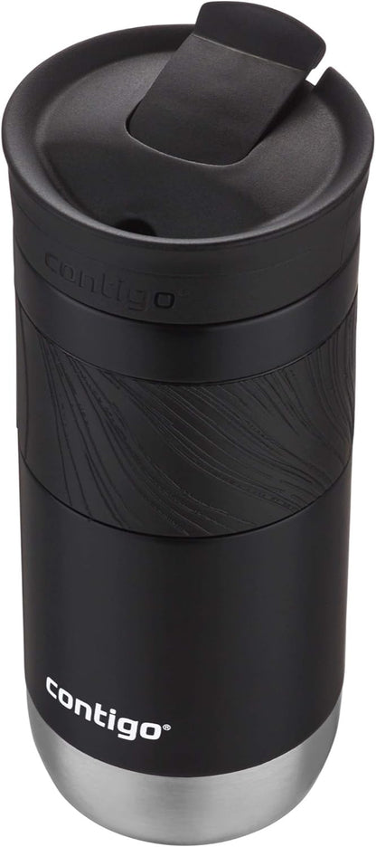 Contigo SNAPSEAL Insulated Stainless Steel Travel Mug with Grip 20oz. Blue Corn Transparent Satin & Midnight Berry