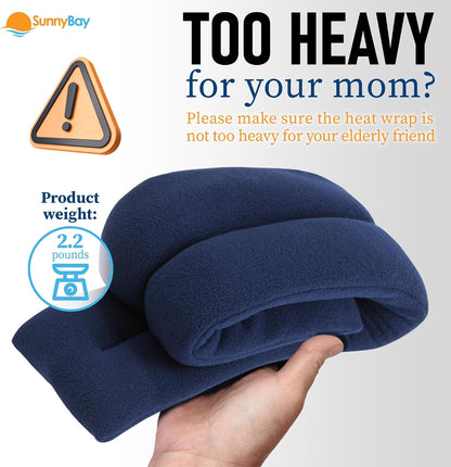 SunnyBay Microwavable Heating Pad for Neck and Shoulder, Heated Neck Wrap, Microwave Heat Pad, Weighted Beanbag Moist Hot or Cold Compress, 2.2 lbs, 26x4 Inches, Navy Blue