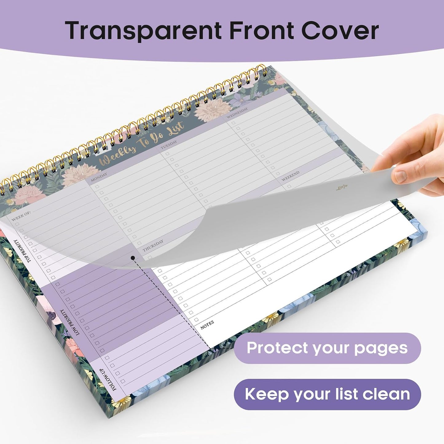 Taja Weekly To Do List Notepad with 52 Undated Sheets（8.5"×11"）- Weekly Desk Planner for Women & Man, Work and Home -1 Pack Violet Dream