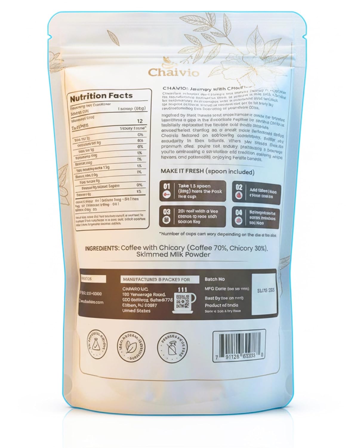 Chaivio Masala Chai Tea Latte, Unsweetened Instant Powder, Authentic Chai-with Natural Ingredients, No Preservatives, Tea Powder, Quick and Healthy Chai(1 lb)