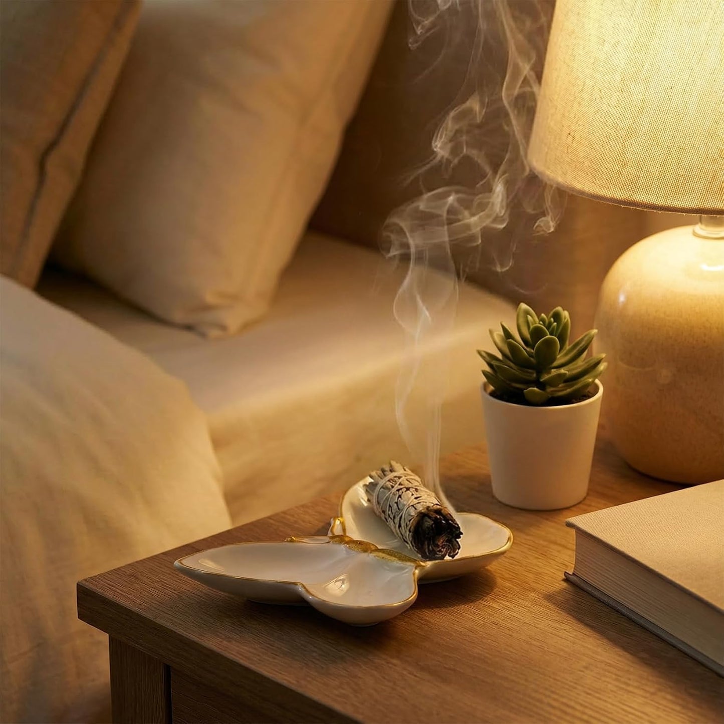Frog Incense Holder for Sticks, Handmade Ceramic Holder for Burning Sage Sticks, Palo Santo, Cone and Backflow, Incense Burner for Meditation Room Home Decor, Frog Spiritual Gifts for Women