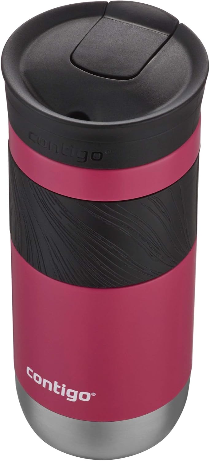 Contigo SNAPSEAL Insulated Stainless Steel Travel Mug with Grip 20oz. Blue Corn Transparent Satin & Midnight Berry