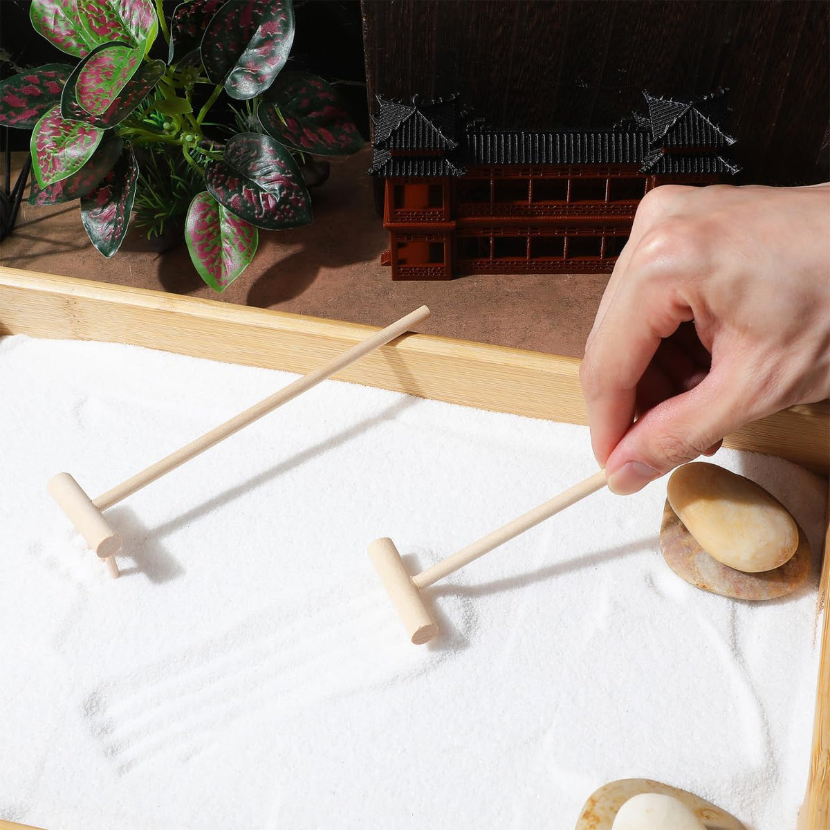 DOITOOL Mini Zen Garden Tool Rake Set, 10pc Sand Rake Tool, Meditation Feng Shui Decor Accessories for DIY Home Office Tabletop Decor