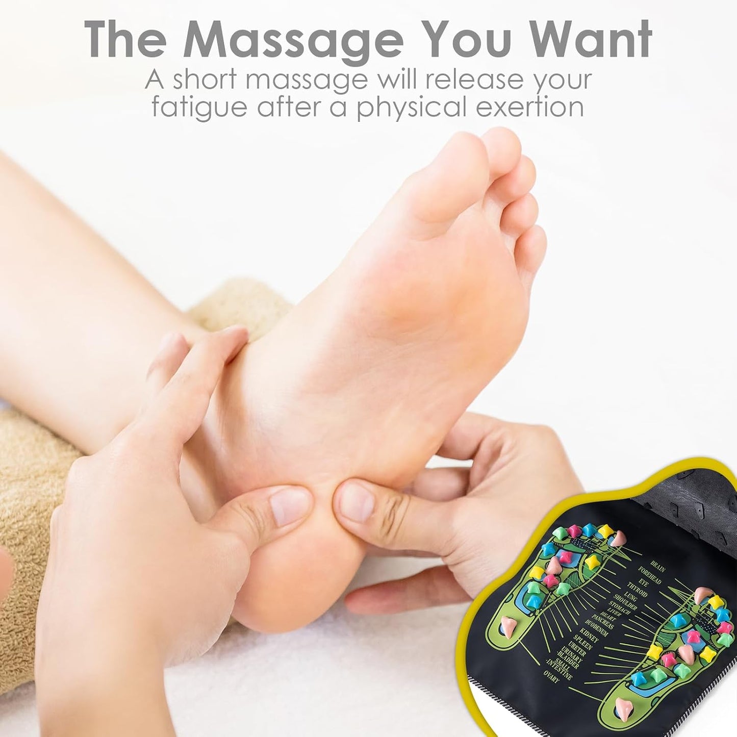Foot Massage Mat, Reflexology Mat Walk Stone Road Foot Acupressure Mat Pressure Point Massage Acupoint Mat for Long Sitting Elderly Students and Office Workers (68.9 x 13.78 Inches)