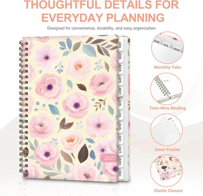 Planner 2026-2027, Weekly and Monthly Calendar Planner, JUL 2026 - JUN 2027 - Colors B