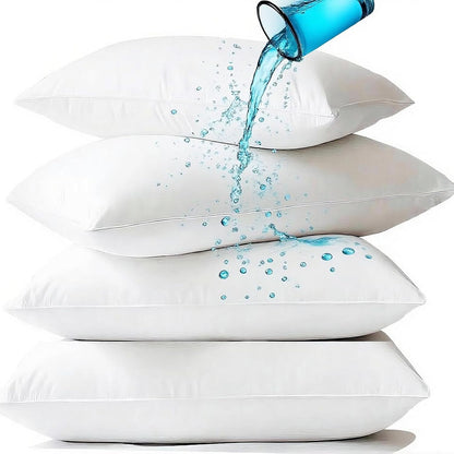 Waterproof Pillow Protectors Standard 20x28 Inches 4 Pack with Zipper Fully Sealed Dust Moisture Sweat Proof Pillow Case Cover Protector Soft White (4, Queen 20x28)