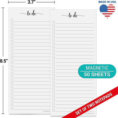 321Done To Do List Notepad, 2-Pack 50 Sheets Each, 3.7x8.5 College Ruled Pad, 70lb Matte Paper, Note Pad for Shopping List, Checklist To-Dos Tasks Planning for Home Office, Made in USA