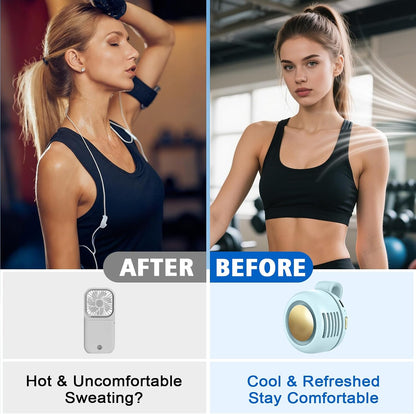 Portable Fan,Clip On Waist Bladeless, Ultra-Quiet Personal Mini Neck Fan