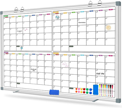 Magnetic Dry Erase Board Calendar for Wall 36" x 24", Monthly Calendar Whiteboard for Wall, Planning Board Bulletin Board Portable Board for Office, School, Home, Kitchen, Planning, Memo