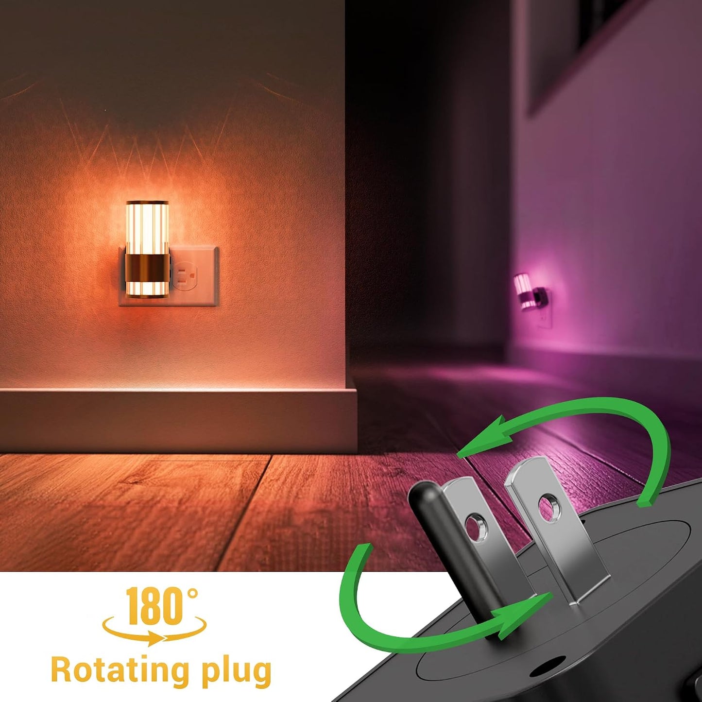 L LOHAS LED Night Light, Dimmable Night Lights Plug into Wall, Automatic Night Lights Plug in with Auto Light Sensor,Adjustable Brightness Amber LED Night Light, for Bedroom Hallway Home Decor