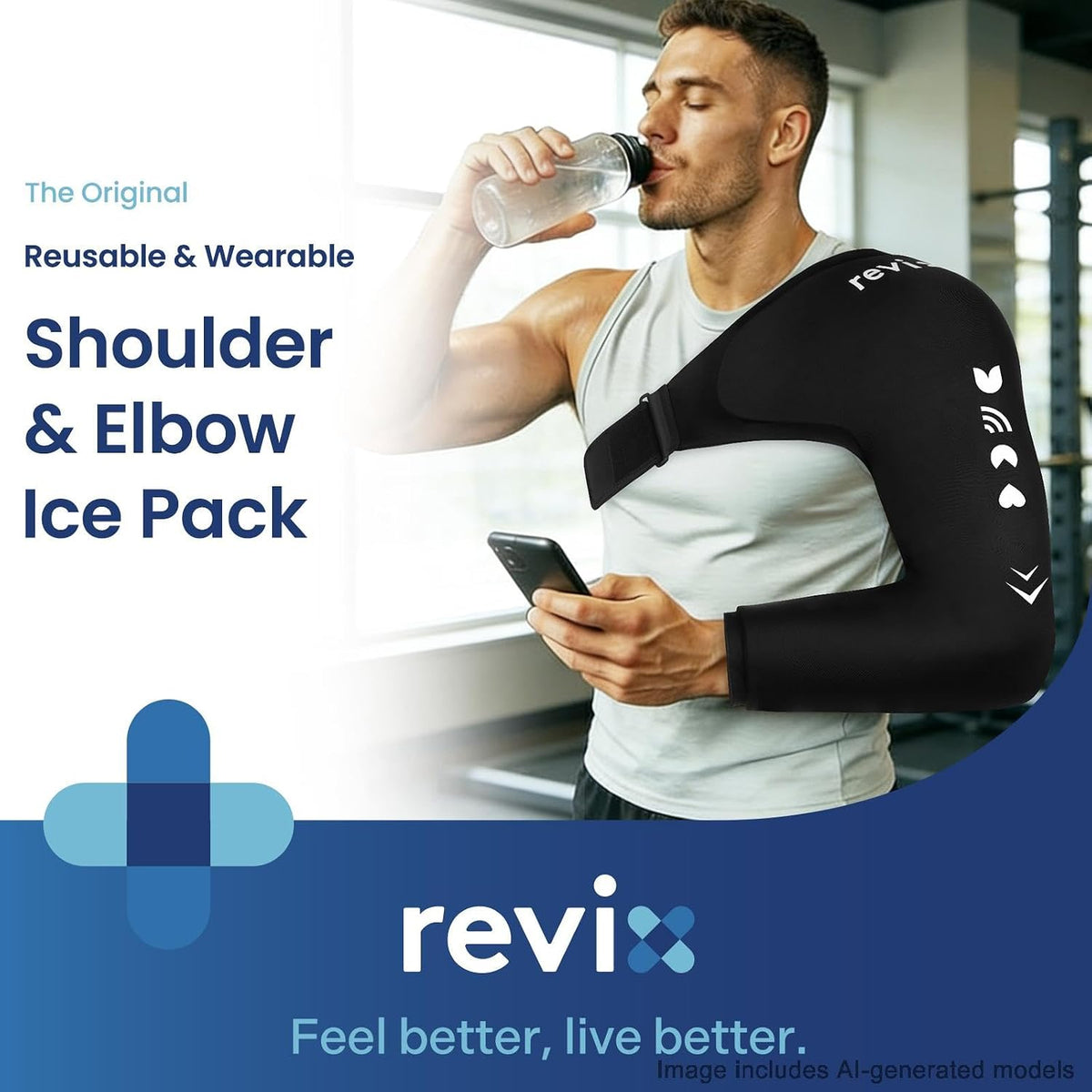 REVIX Arm & Shoulder Ice Pack Wrap for Pitchers, Gel Cold Pack, S