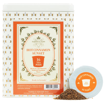 Harney & Sons Hot Cinnamon Sunset Tea Pods, K-Cup Compatible, 16 Count