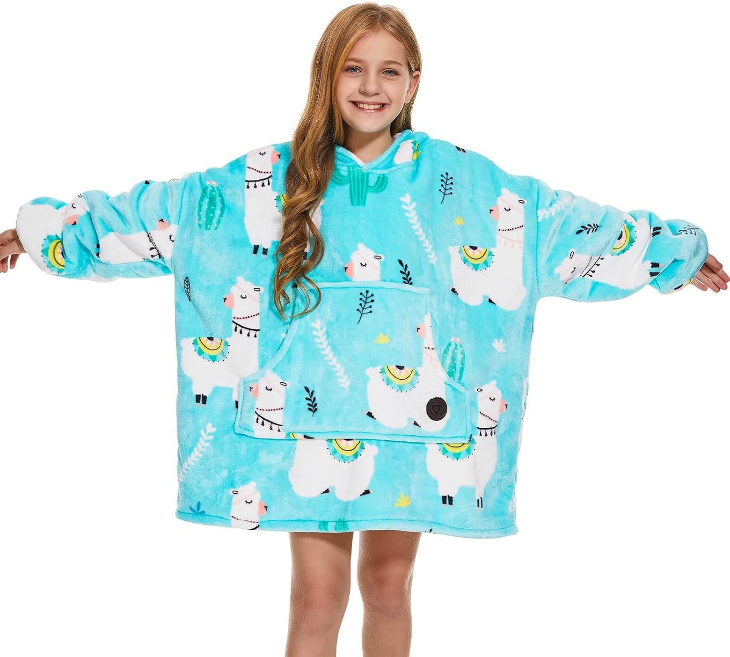 THREE POODLE Wearable Blanket Hoodie for Women, Oversized Sherpa Sweatshirt Blanket for Adults Men, Cozy Hooded Blankets, Gifts for Teen Girls Women Mom Sister