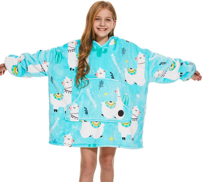 THREE POODLE Wearable Blanket Hoodie for Women, Oversized Sherpa Sweatshirt Blanket for Adults Men, Cozy Hooded Blankets, Gifts for Teen Girls Women Mom Sister