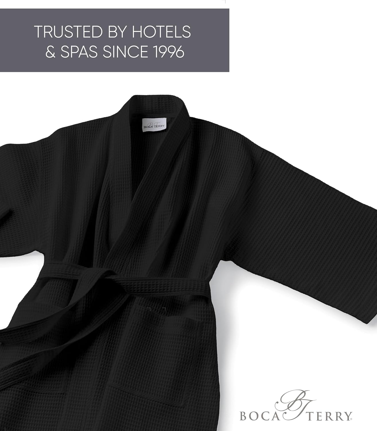 Women’s Waffle Robe by Boca Terry, Kimono Style Lightweight Summer Robe