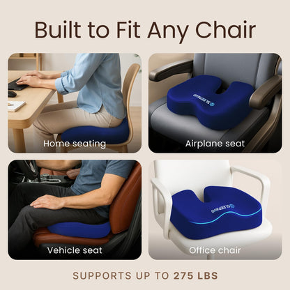 Sleepavo Office Chair Cushion - Seat Cushion for Tailbone Pain Relief - Butt Pillow for Coccyx, Sciatica, and Lower Back Pain - Orthopedic Chair Pad for Lumbar Support in Office Desk, Car, Airplane
