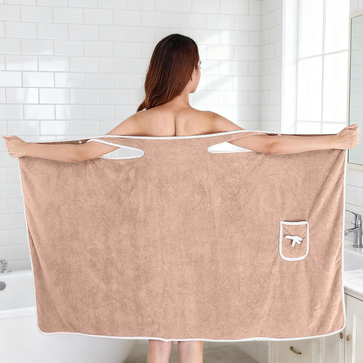 Women's Wearable Towel Bathrobe,Plus Size Wearable Shower Skirt,Quick Dry Absorbent Bath Towel for Comfortable Home Spa Body,Green, 53x31in/50-70kg