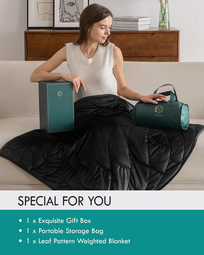 Kaisa Weighted Lap Blanket 7 lbs 41" x 53", Cozy Luxury Crystal Velvet Small Weighted Blanket for Adults, Portable Travel Weighted Blanket for Relaxation, All-Season Blanket, Machine Washable, Green