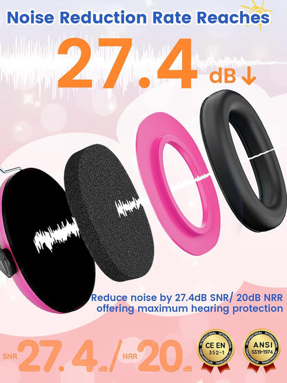 Dr.meter Ear Muffs for Noise Reduction: 27.4SNR Noise Cancelling Headphones for Kids Adults, EM100 Adjustable Hearing Protection Earmuffs for Monster Jam, Autism Sensory, Concerts, Fireworks