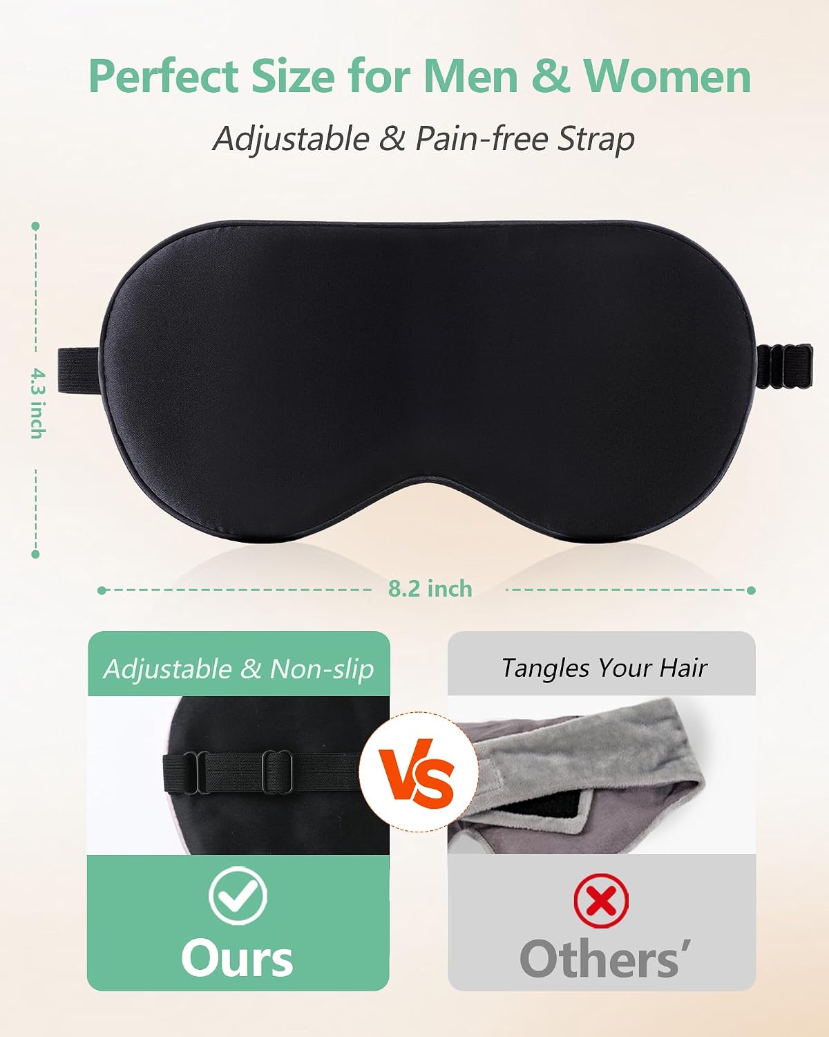 BeeVines 100% Real Mulberry Silk 2 Pack Sleep Mask, Natural Pure Silk Eye Masks with Adjustable Strap for Sleeping, Block Light Eye Sleep Shade Cover, Reduces Puffy Eyes Traveling Gifts