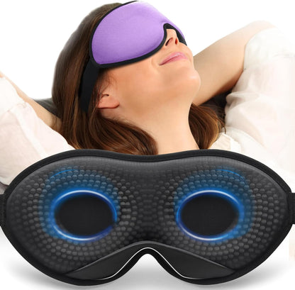 MABAO Weighted Sleep Mask - 100% Blackout Eye Mask for Sleeping for Women Men, 3D Contoured for Lash Extension, Zero Eye Pressure Memory Foam Cover, Soft Gentle Pressure Blindfold for Travel - Black