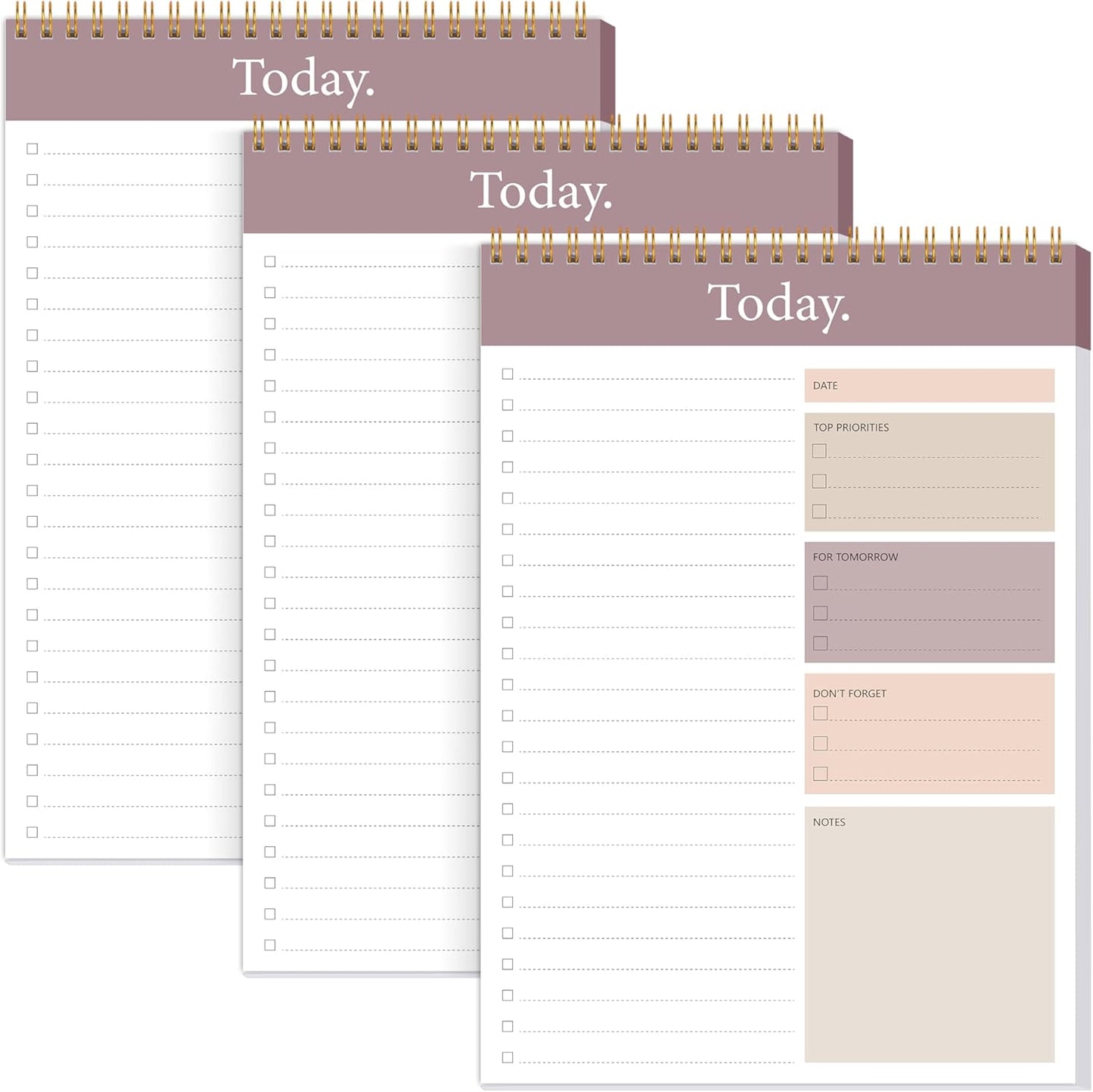 To Do List Notepad - Daily Planner Notepad 104 Pages Task Planner, 6.7" x 9.8" Double Sided Spiral Notebook with Checklist Productivity Planning Pad for Work Office Home-Pink