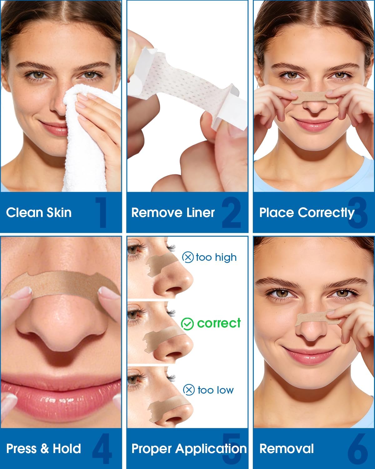 MQ 100ct Nasal Strips for Snoring Black Nose Strips for Breathing Extra Strength Snore Strips to Open Nasal Passages, Relieve Nasal Congestion