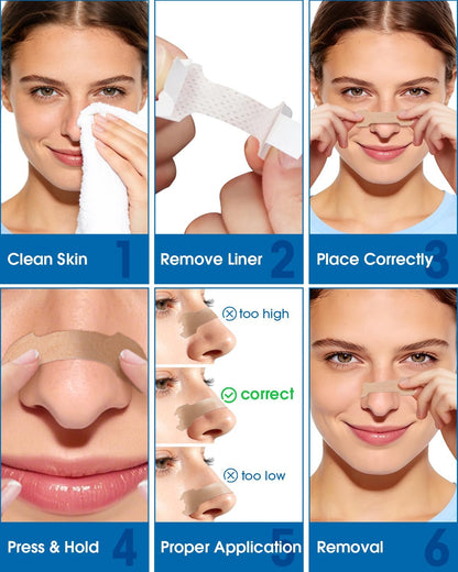 MQ 100ct Nasal Strips for Snoring Black Nose Strips for Breathing Extra Strength Snore Strips to Open Nasal Passages, Relieve Nasal Congestion