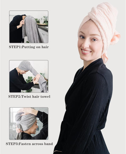 ROLSHOL 2 Packs Large Microfiber Hair Towels for Women, Super Absorbent & Quick Dry Hair Towel Wrap for Curly Hair Long & Short Hair- Anti-Frizz Hair Turbans for Wet Hair - 27.5''*39.4''