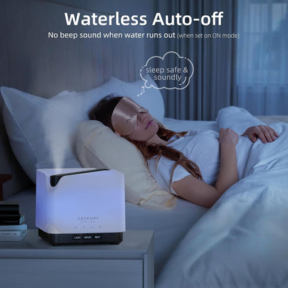 ASAKUKI Essential Oil Diffuser for Home Large 700 ml Humidifier | Automatic Shut-Off, Quiet Aromatherapy Diffuser with 7 LED Lights for Living Room, Kitchen, Bedroom, Hotel - White