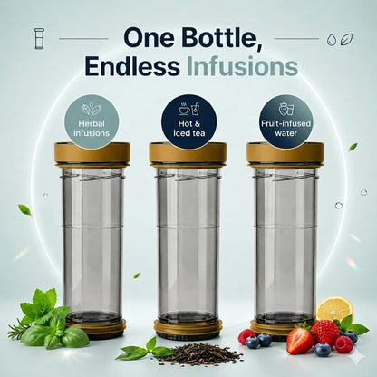 VIVA Recharge Tea Infuser Bottle, 16 oz Insulated Stainless Steel Travel Tea Tumbler with Infuser for Loose Leaf, Hot & Cold Tea & Coffee, Patented Steep Control, Leak-Resistant Lid - Mustard