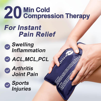 AiricePac Extra Large Gel Flexible Back Ice Packs for Injuries Reusable, 11”x 20” Cold Pack Wrap for Knee Leg Neck Shoulder Hip Back Pain Relief, Cold Compress Therapy for Swelling, Bruises, Surgery
