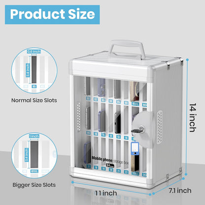 36 Slots Cell Phone Locker for Classroom, Portable Mobile Phone Storage Box with 【2 Different Size Slots】, Phone Lock Box Wall Mounted (Black)