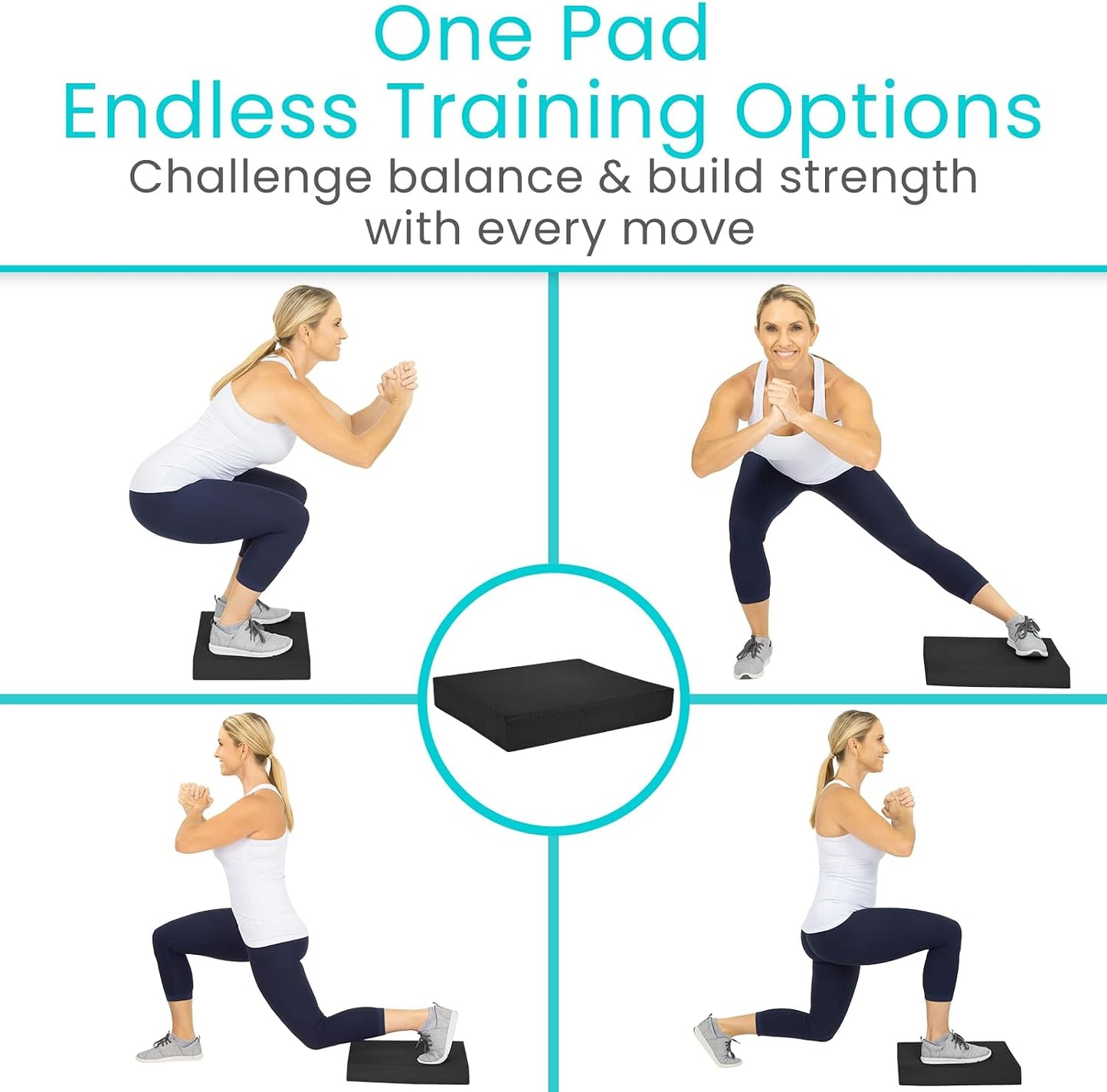 Vive Balance Pad - Foam Large Yoga Mat Trainer for Physical Therapy, Stability Workout, Knee and Ankle Exercise, Strength Training, Rehab - Chair Cushion for Adults, Kids, and Travel