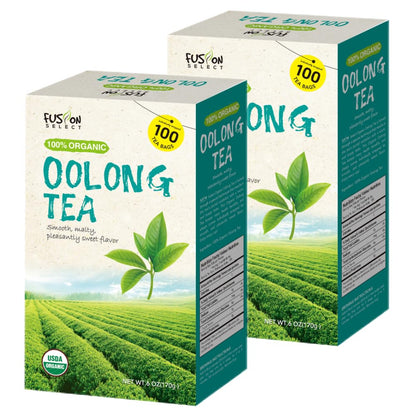 Fusion Select 200 Counts Organic Oolong Tea - Smooth, Mildly Sweet Flavor - Relaxing & Calming Fresh Herbal Drink - Instant Blend, Just Steep In Hot Water - Individually Packaged Tea Bags
