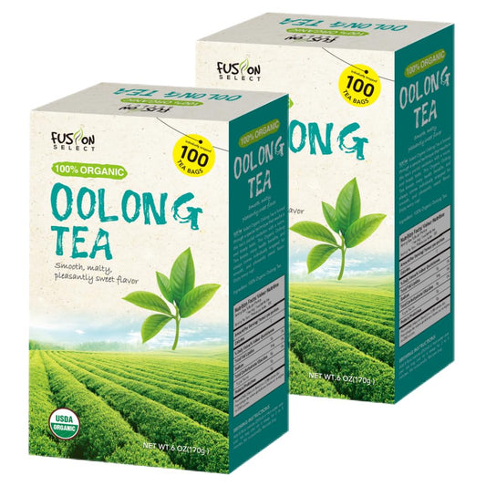 Fusion Select 200 Counts Organic Oolong Tea - Smooth, Mildly Sweet Flavor - Relaxing & Calming Fresh Herbal Drink - Instant Blend, Just Steep In Hot Water - Individually Packaged Tea Bags