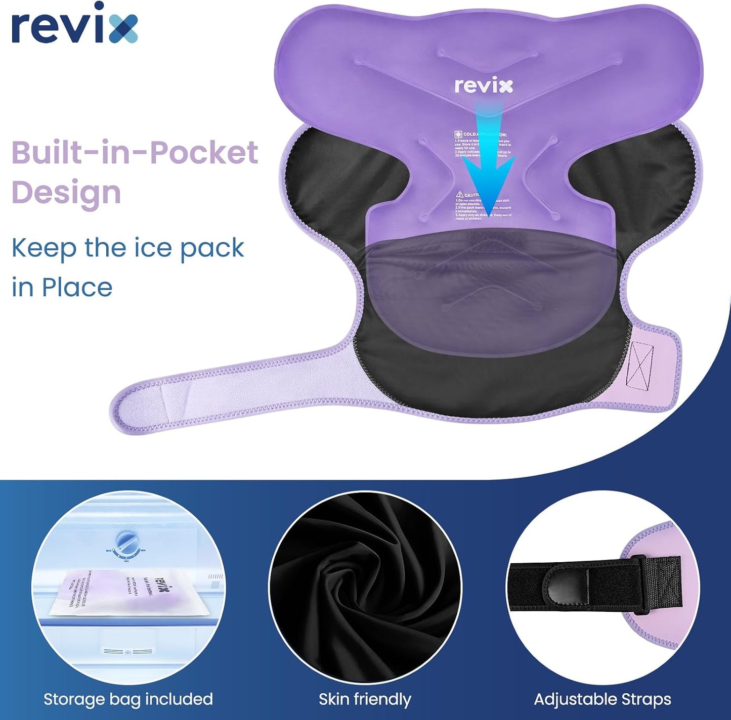 REVIX Large Shoulder Ice Pack Wrap, 2 Gel Packs+1 Shoulder Brace for Rotator Cuff and Arm, Reusable Gel Cold Therapy Wrap for Discomfort Relief & Muscle Relaxation, Easy to Wear & Remove