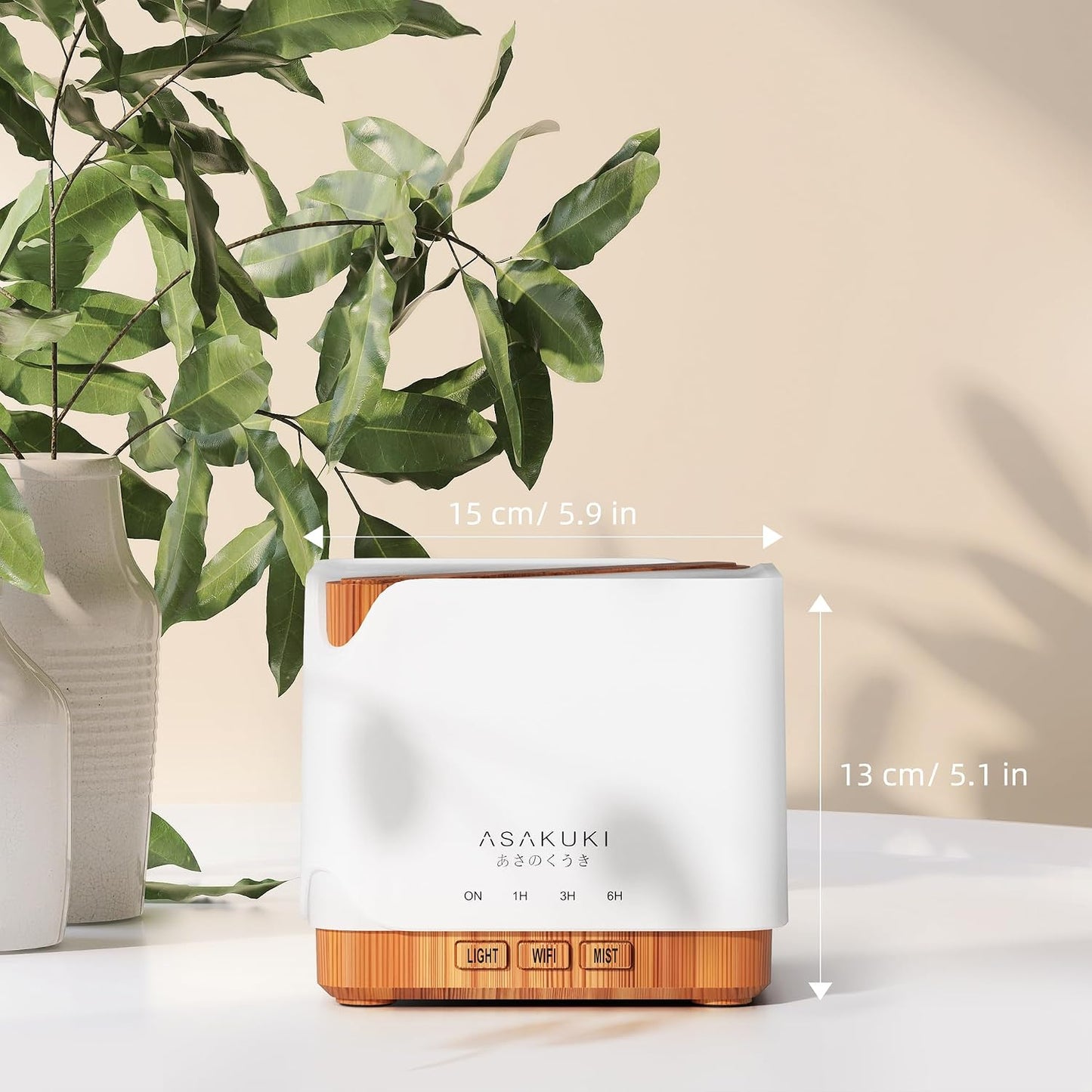 ASAKUKI Essential Oil Diffuser for Home Large 700 ml Humidifier | Automatic Shut-Off, Quiet Aromatherapy Diffuser with 7 LED Lights for Living Room, Kitchen, Bedroom, Hotel - White